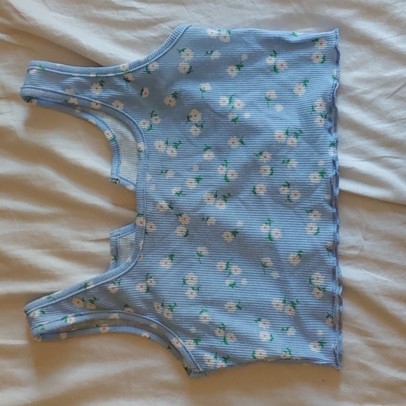 Shein floral blue cropped tank top xs - Picture 2 of 4